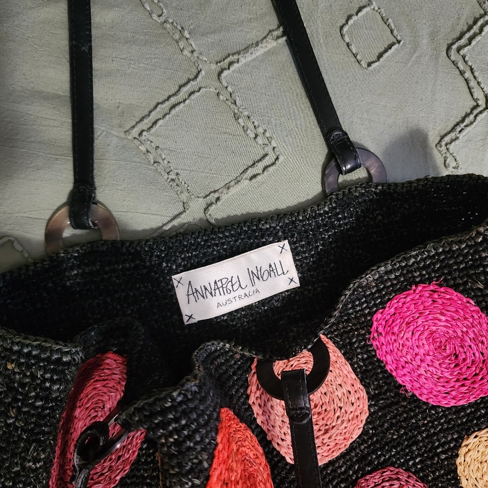Annabel Ingall polka dot raffia tote - Picture 3 of 7